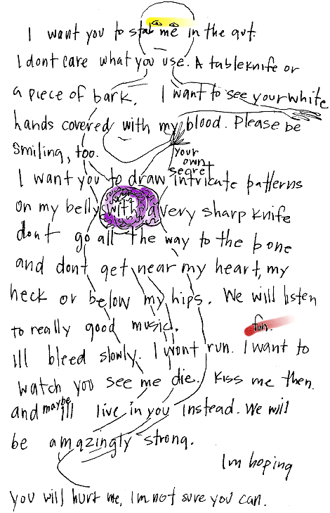 I want you to stab me in the gut